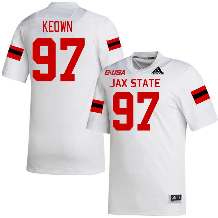 #97 Cooper Keown Jacksonville State Gamecocks College Football Jerseys Stitched-White